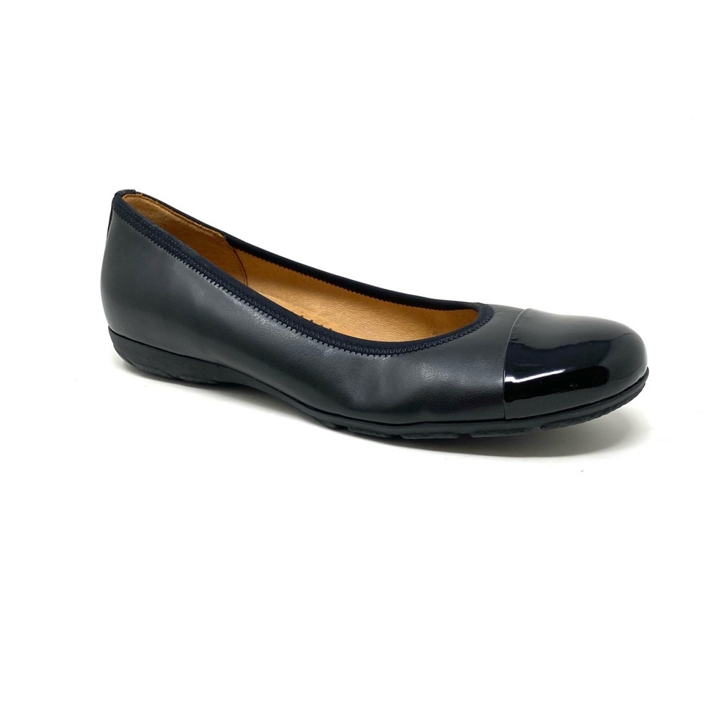 Gabor Raspa Leather Flats Black Patent Toe Hovercraft Comfort 161.57
